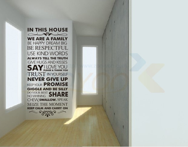 In this house Family Rules Home decor quotes wall decal 8084 decorative adesivo de parede vinyl wall sticker Wall Art