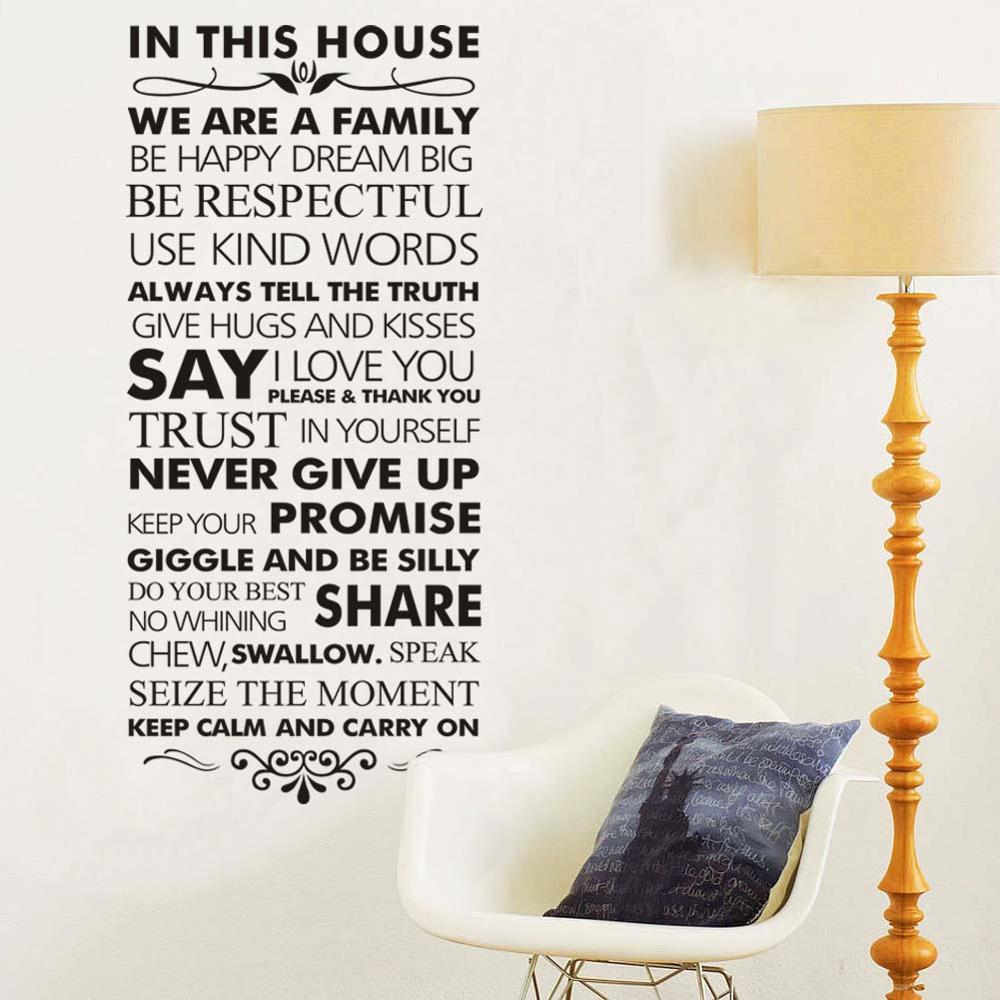 In this house Family Rules Home decor quotes wall decal 8084 decorative adesivo de parede vinyl wall sticker Wall Art