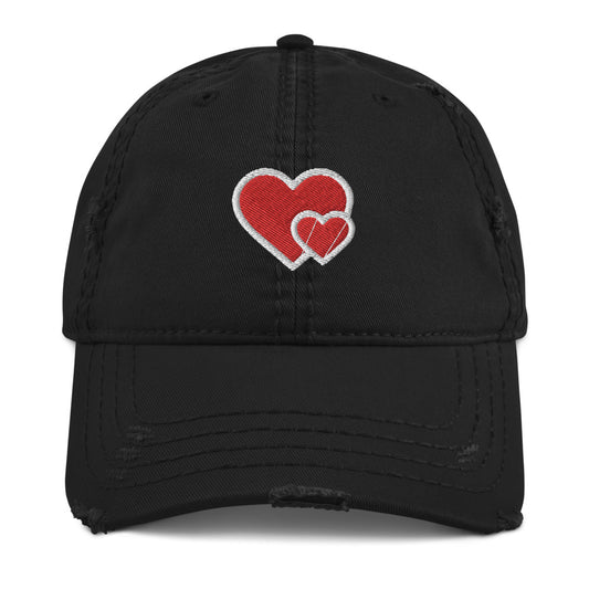 2 Hearts Distressed Dad Hat